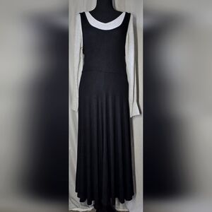 🖤🩶COLLEGIATE CORE BLSCK RIBBED DRESS & GRAY RIBBED V-NECK SWEATER OUTFIT, LRG